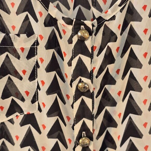 Poetry Sheer Sleeveless Button Front Blouse Cropped With Waist Tie Size Small - Picture 6 of 10